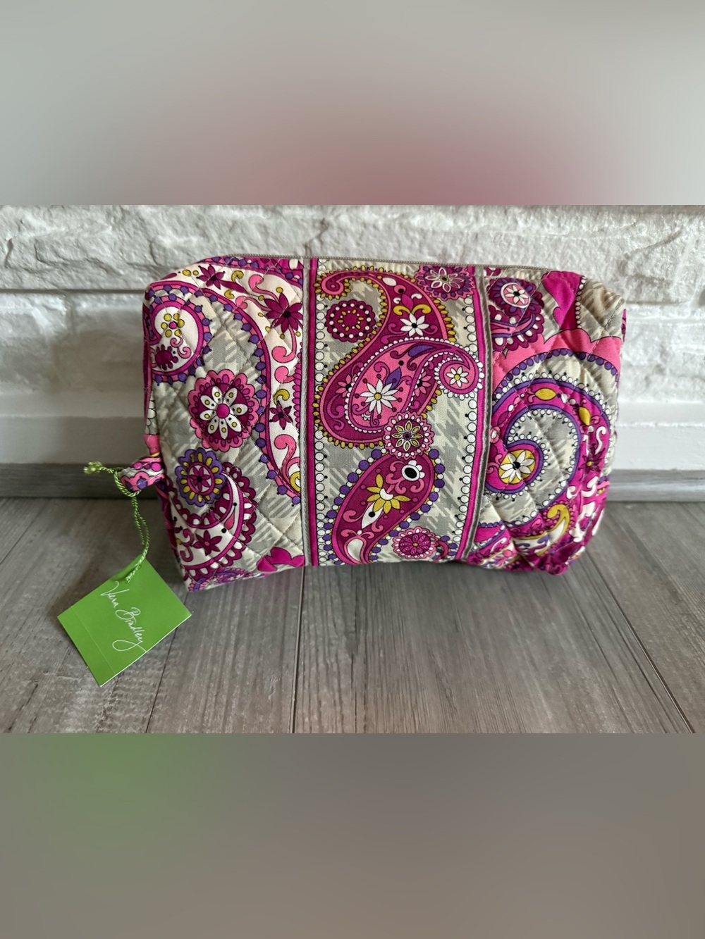 Vera Bradley Large Cosmetic Bag in Paisley Meets Plaid NWT